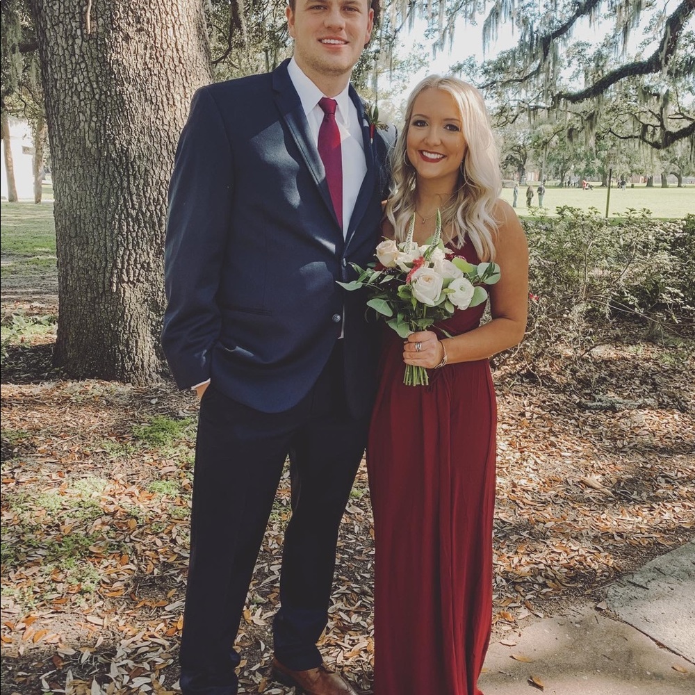 DOUBLE-STRAP LONG GEORGETTE BRIDESMAID WRAP DRESS